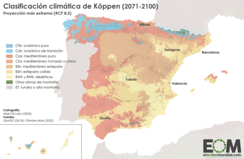 Mapa cambio climático extremo en España