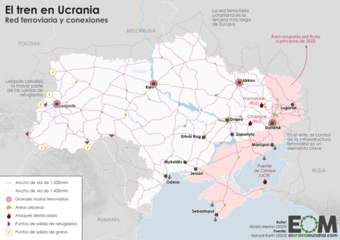 El mapa del tren en Ucrania en tiempos de guerra