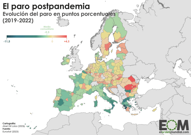 Así ha evolucionado el paro en la Unión Europea desde la pandemia