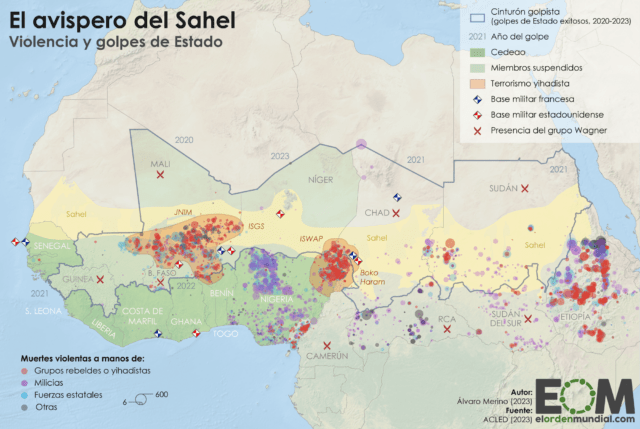 El mapa de los golpes de Estado en el Sahel