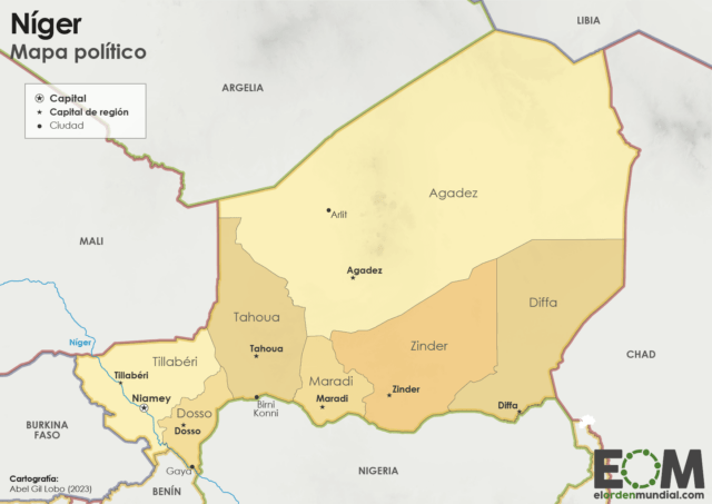 El mapa político de Níger