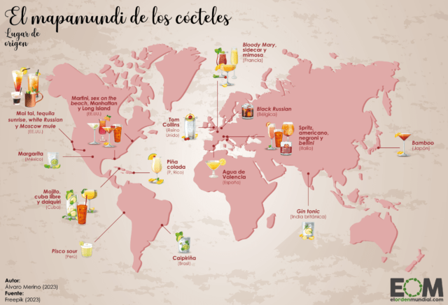 Gin tonic, mojito o margarita: el mapa del origen de los cócteles