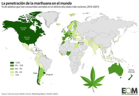 mapa consumo cannabis mundo
