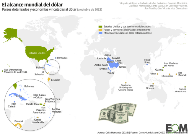 El mapa de los países dolarizados
