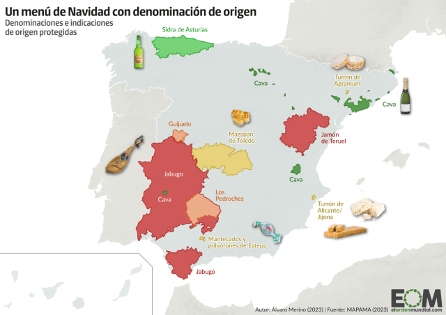 El menú de Navidad de España, en ocho mapas