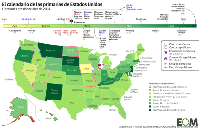 El calendario de las elecciones primarias de 2024 en Estados Unidos