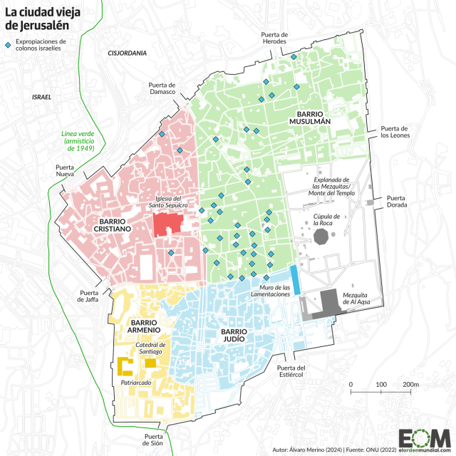 El mapa de la ciudad vieja de Jerusalén