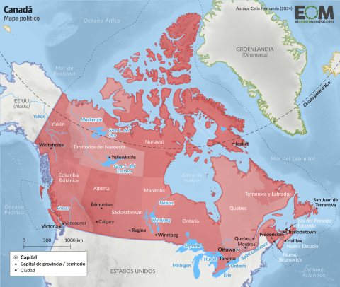 El mapa político de Canadá