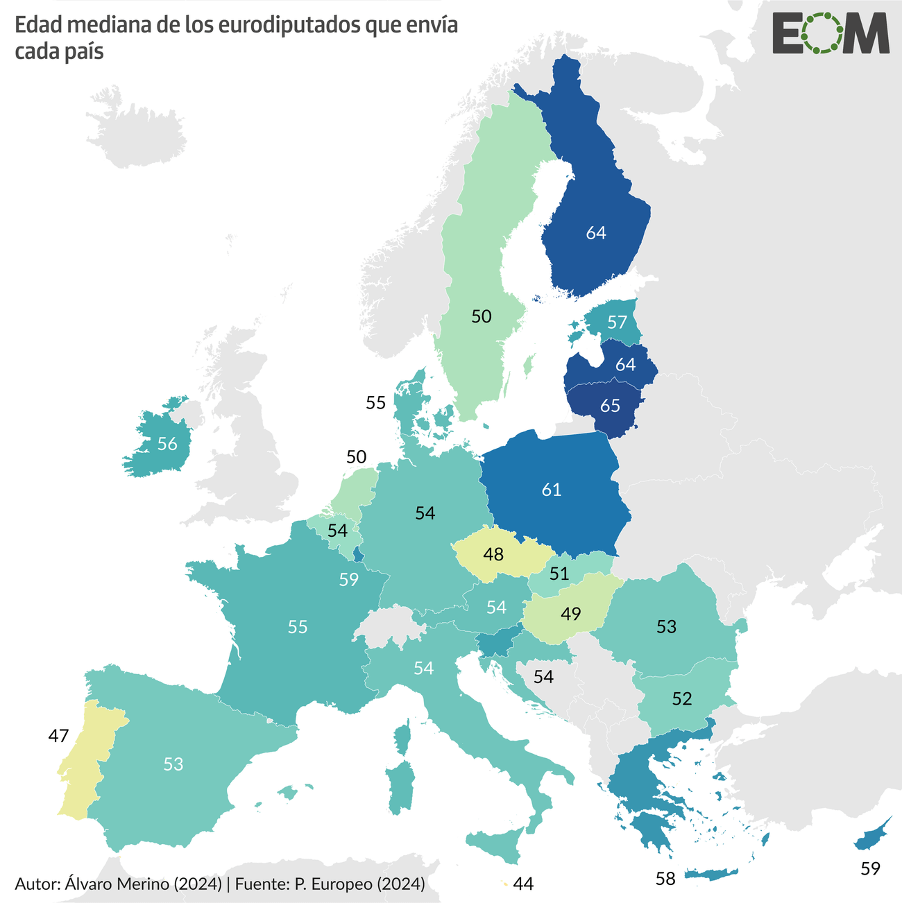 Mapa edad mediana eurodiputados ordenador