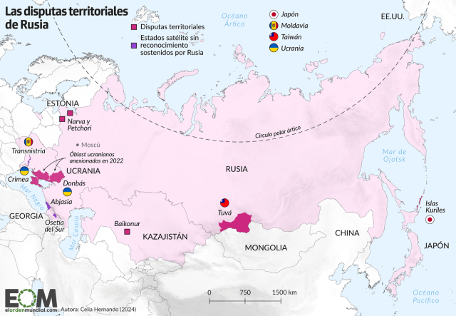 El mapa de las disputas territoriales de Rusia
