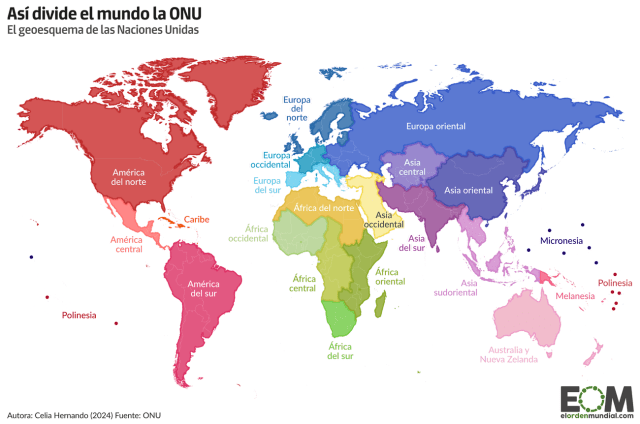 El geoesquema de la ONU: así divide el mundo la organización internacional