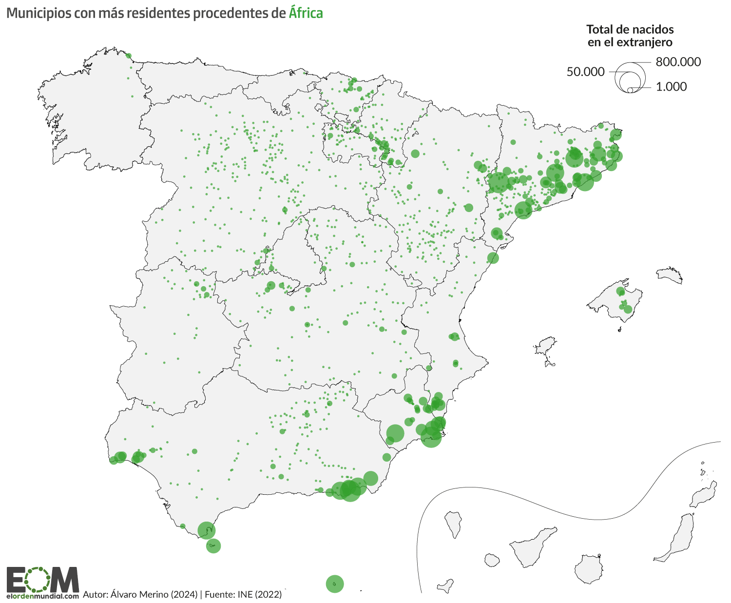 El mapa de la inmigración africana en España