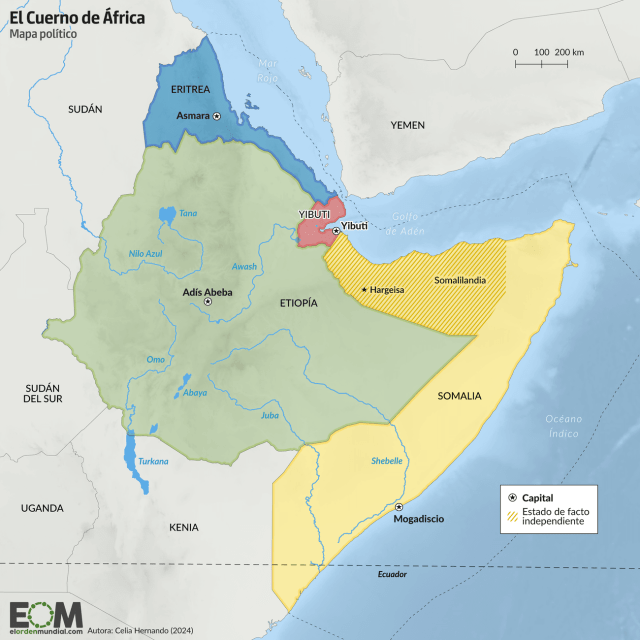 El mapa político del Cuerno de África
