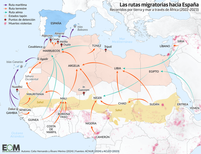 Las rutas migratorias desde África hacia España