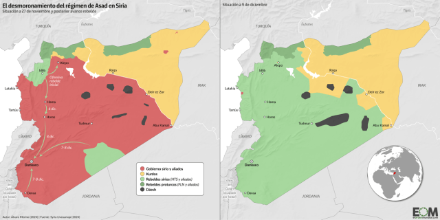 ¿Quién controla Siria? El mapa de la ofensiva rebelde que ha acabado con el régimen de Asad
