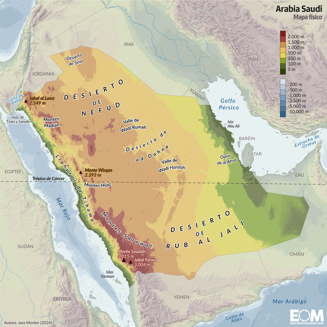 El Mapa F sico De Arabia Saud Mapas De El Orden Mundial EOM
