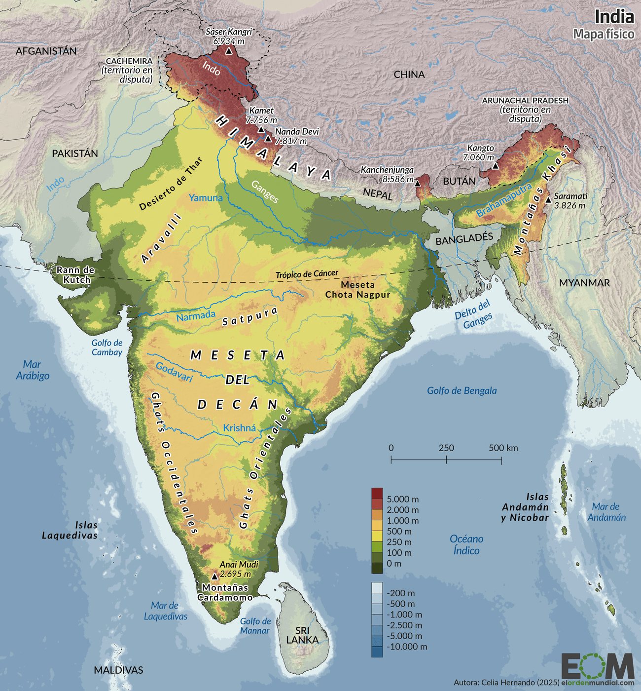 El Mapa F sico De India Mapas De El Orden Mundial EOM El Mapa F sico De India Mapas De El Orden Mundial EOM