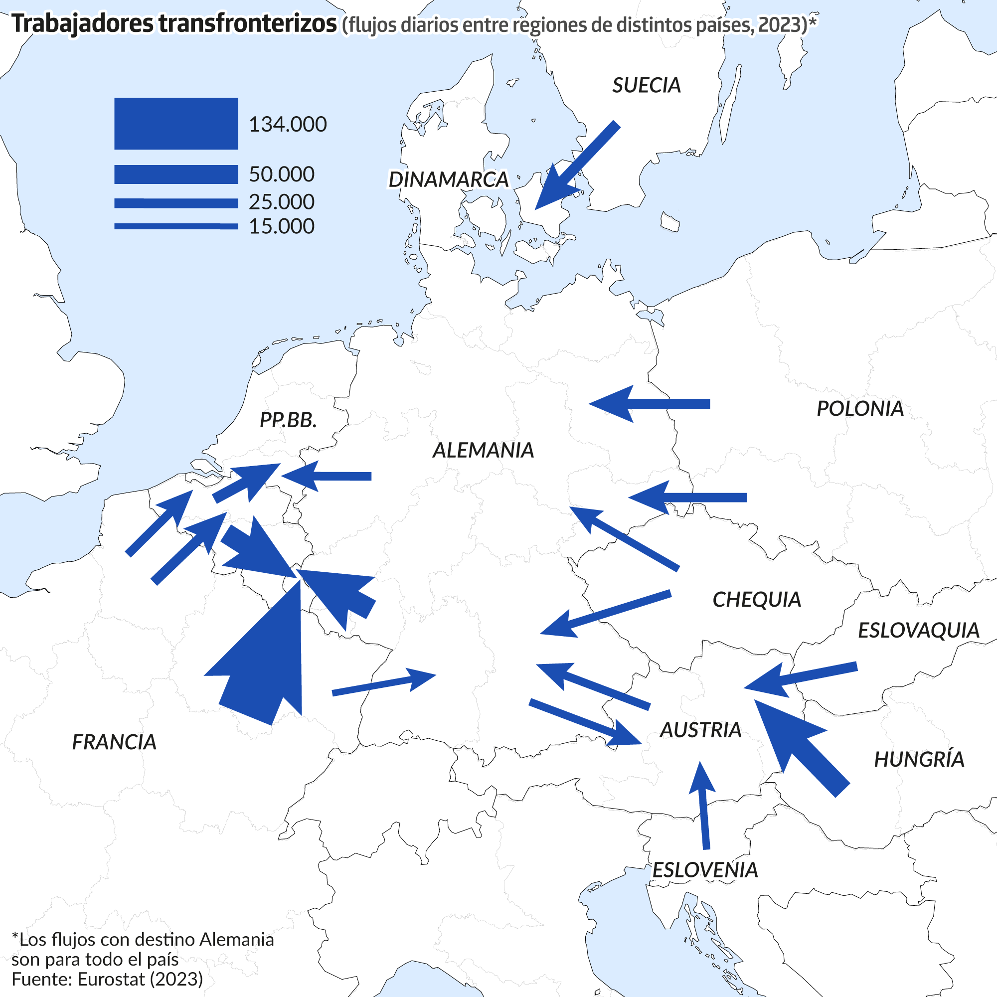 Mapa trabajadores transfronterizos UE