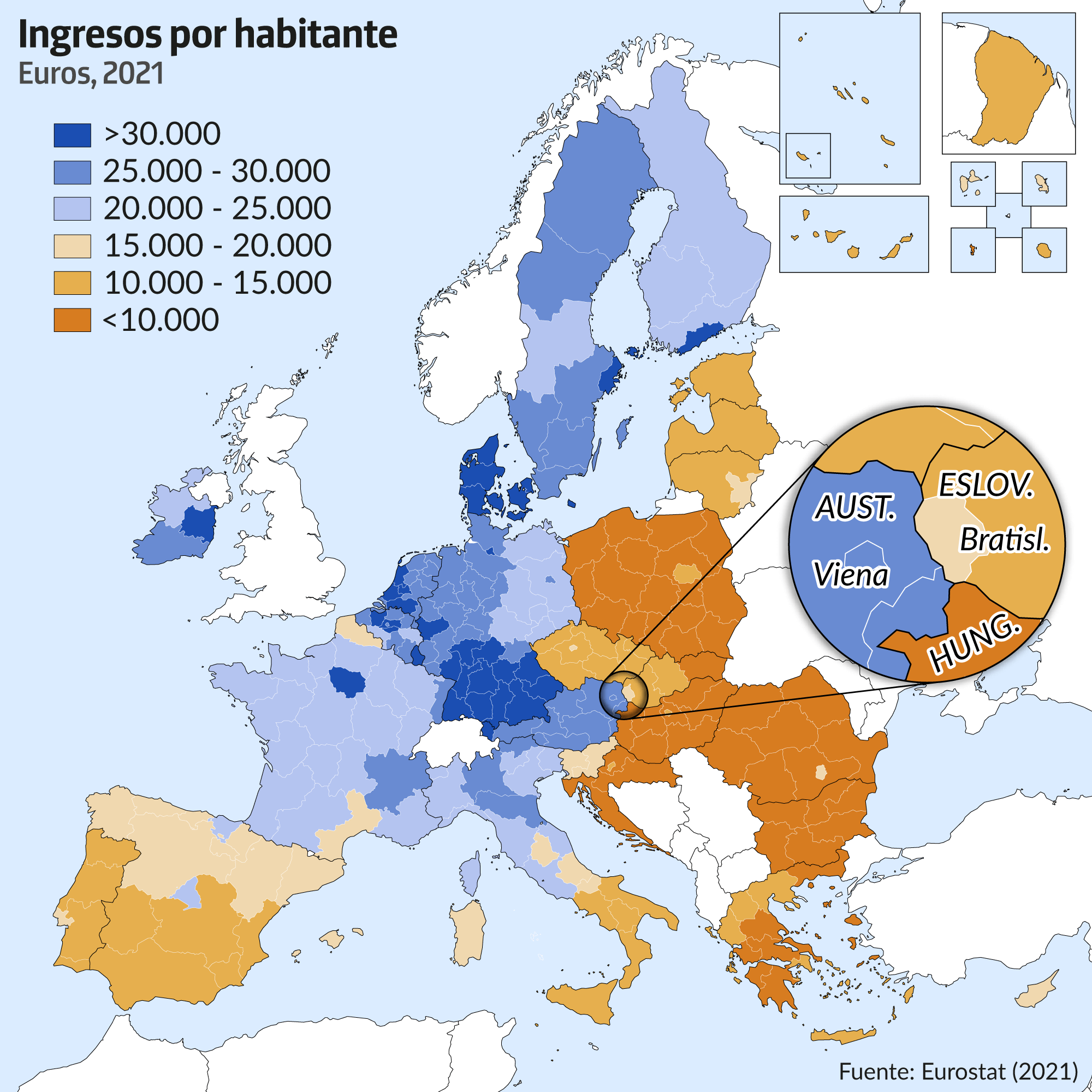 Mapa ingresos per cápita UE