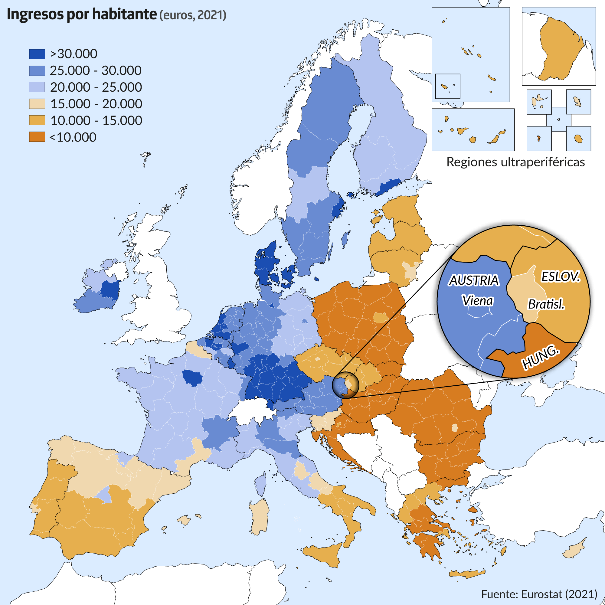 Mapa ingresos per cápita UE