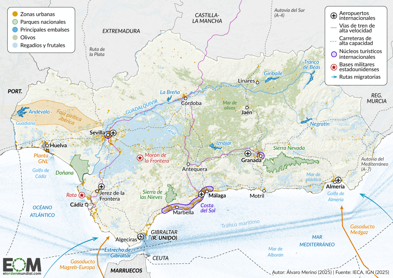 Mapa de la geopolítica de Andalucía def españa