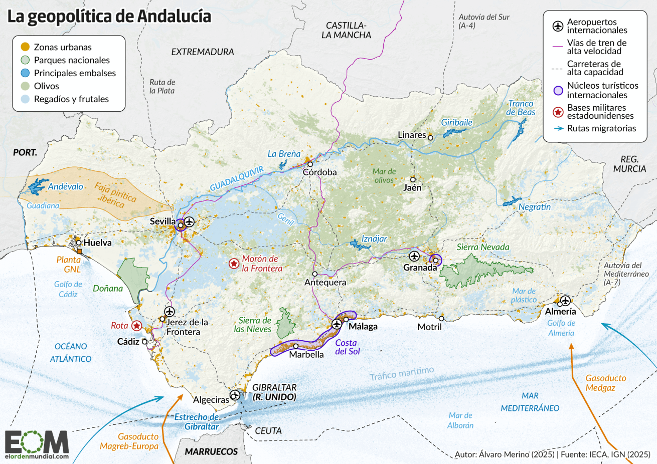 El mapa de la geopolítica de Andalucía