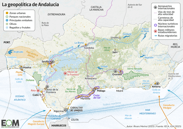 El mapa de la geopolítica de Andalucía