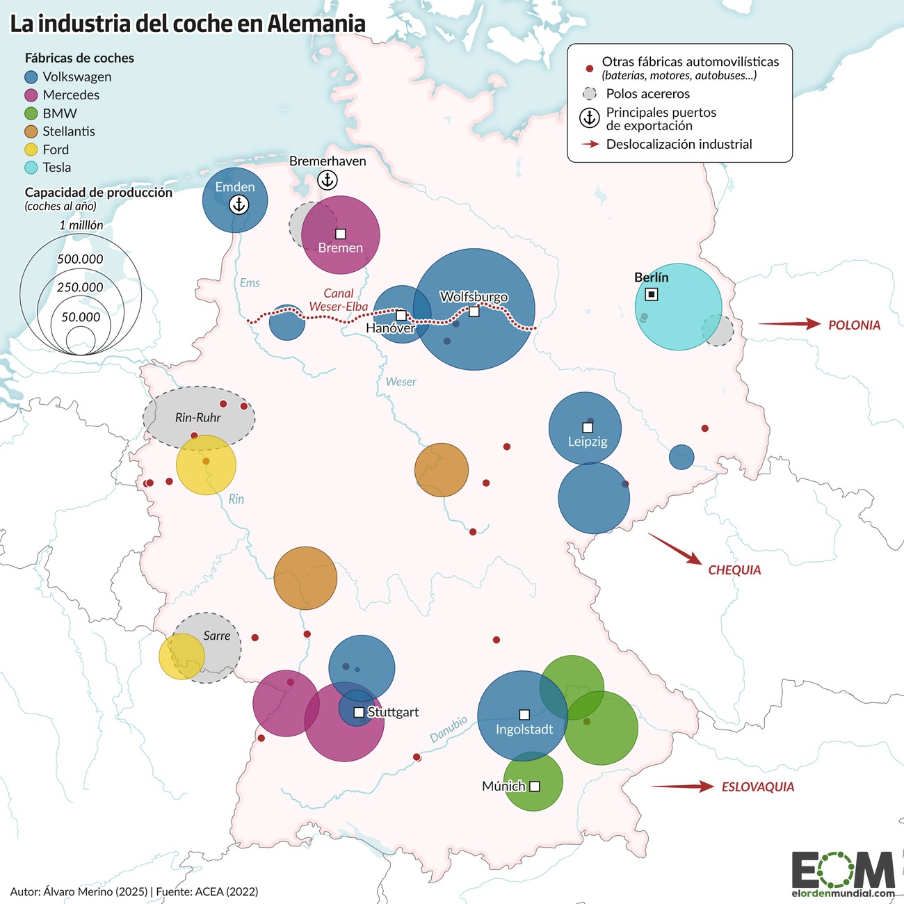 Mapa de la industria del coche en Alemania pre