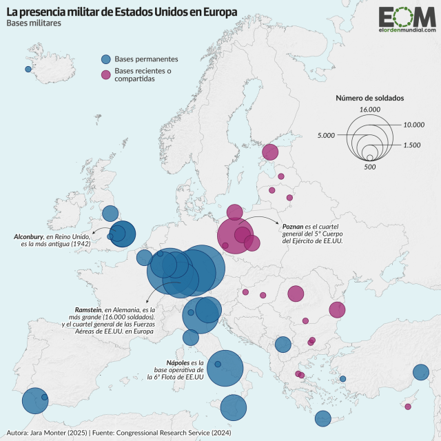 El mapa de la presencia militar de Estados Unidos en Europa