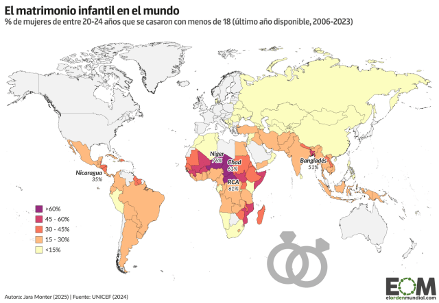 El mapa del matrimonio infantil en el mundo
