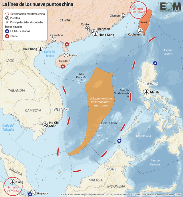El mapa de la línea de los nueve puntos: la gran reclamación marítima de China