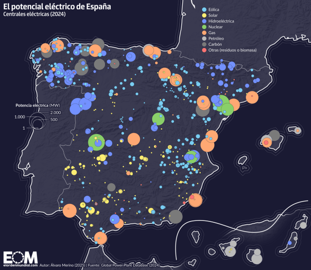 El mapa de las centrales eléctricas de España