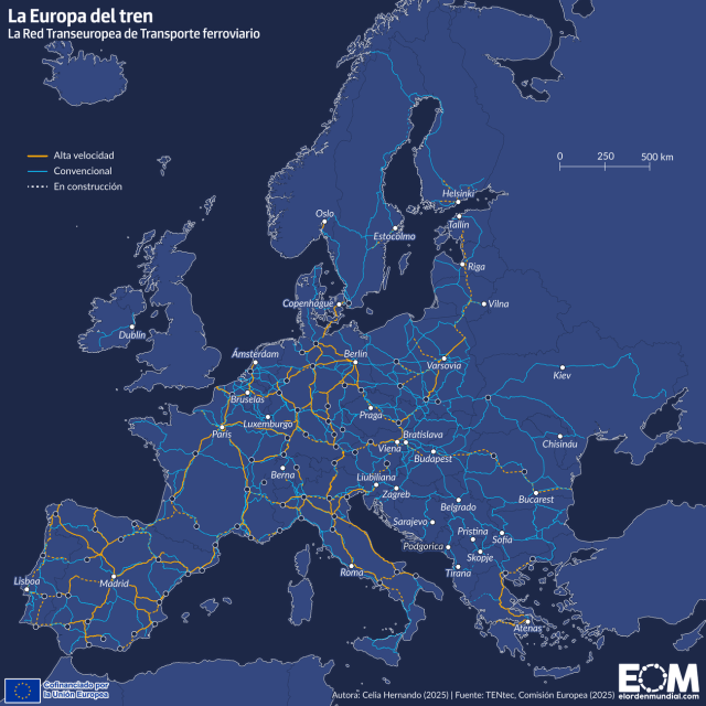 El mapa de los trenes en Europa