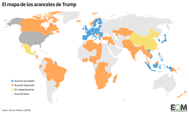El mapa de los aranceles de Trump en el mundo