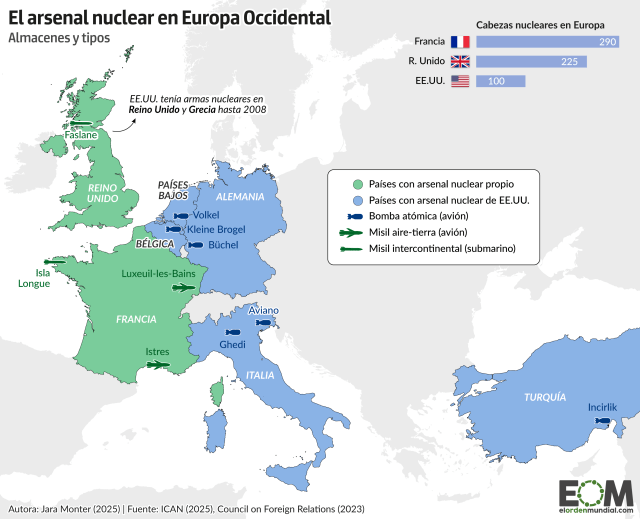 El mapa del armamento nuclear de la OTAN en Europa