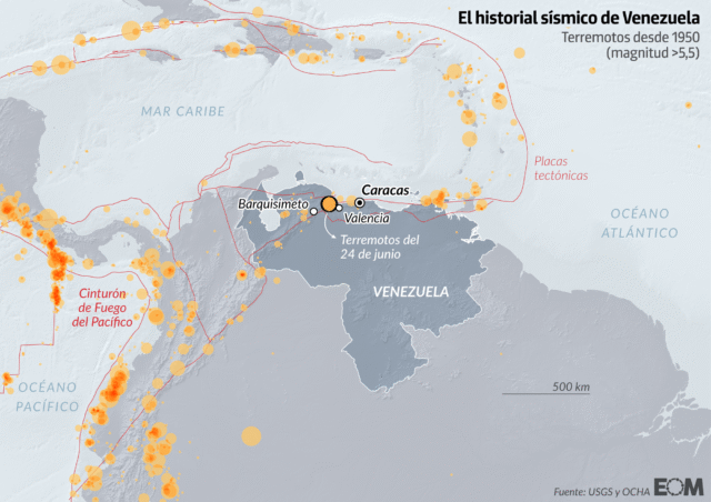 Siete mapas para entender los terremotos en Venezuela