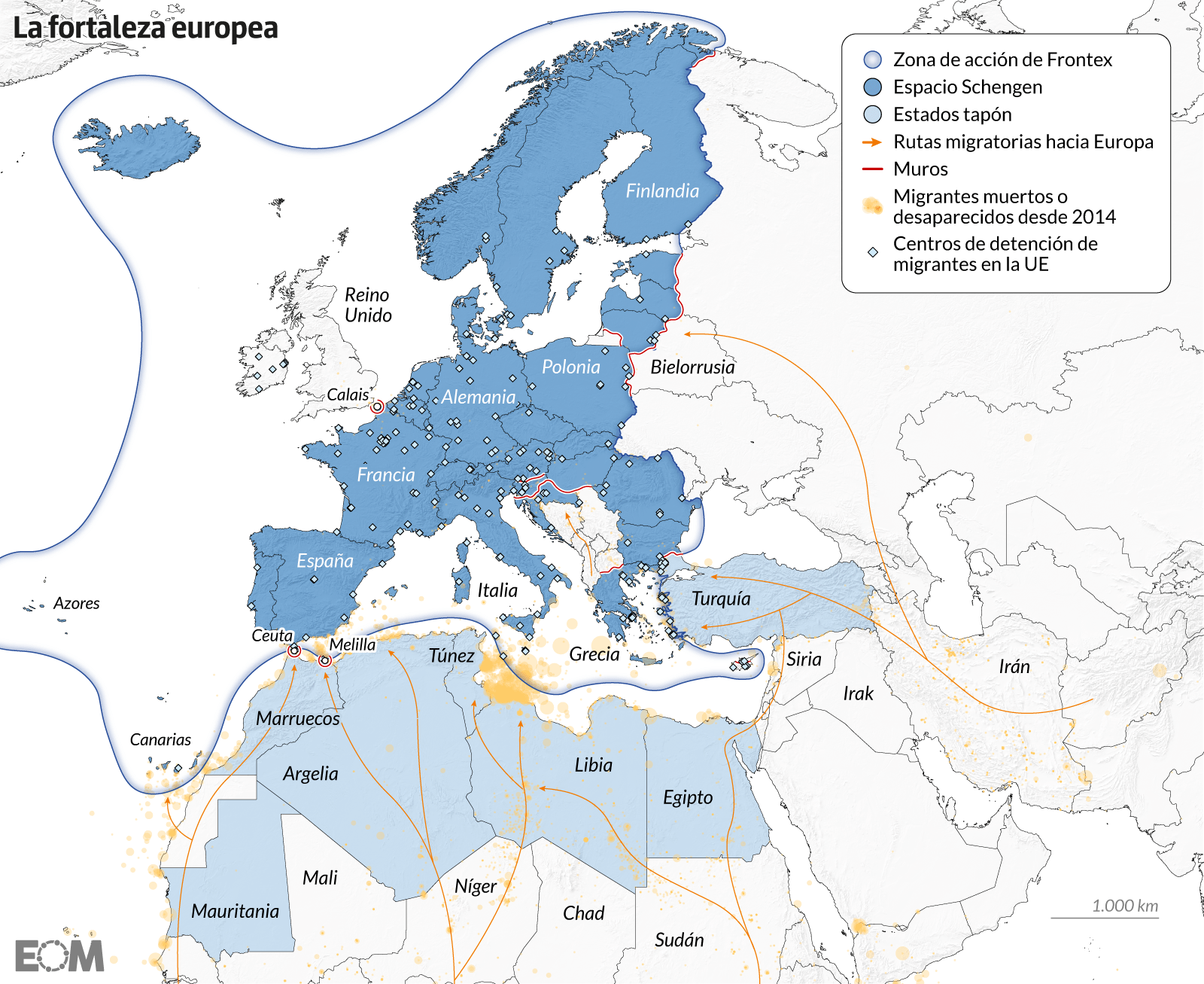 El mapa de la fortaleza europea