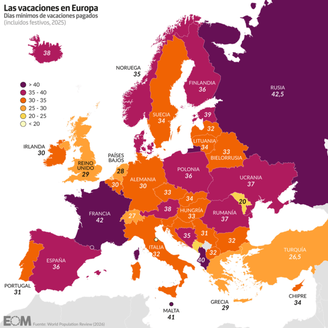 El mapa de las vacaciones en Europa