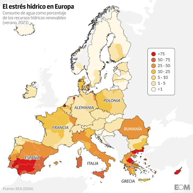 Europa se seca: el mapa de la escasez de agua