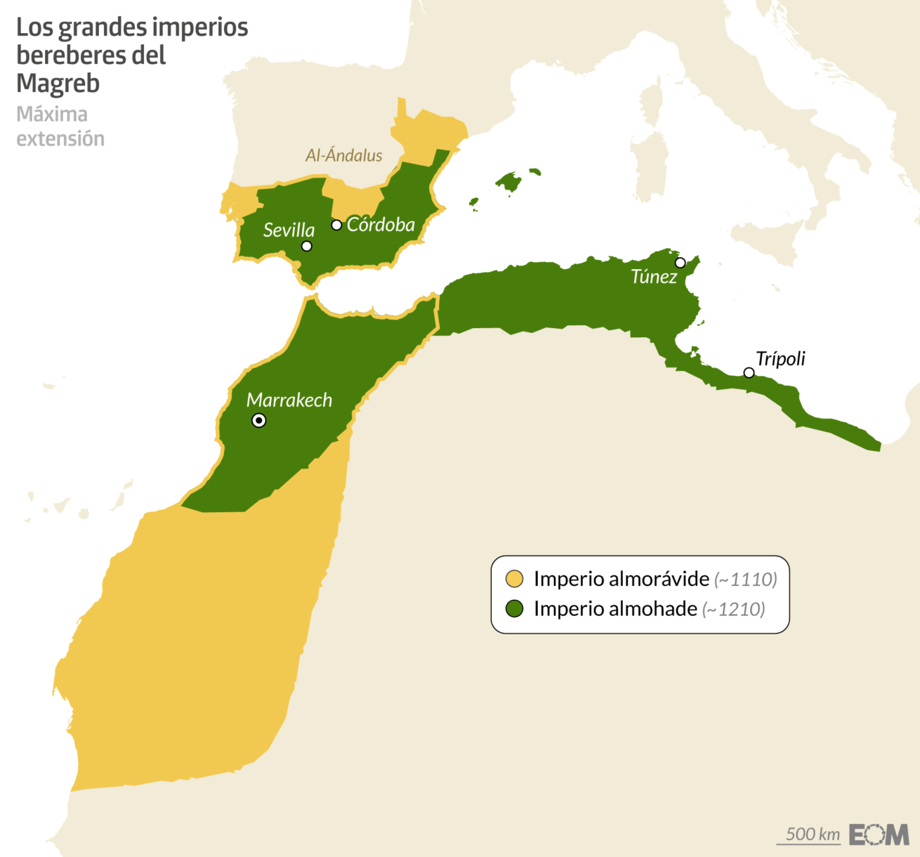 El mapa de los imperios almorávide y almohade