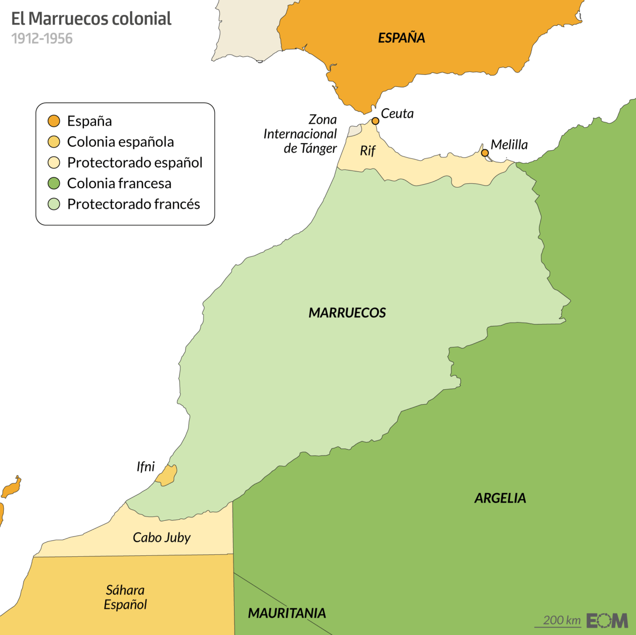 El mapa del Marruecos colonial