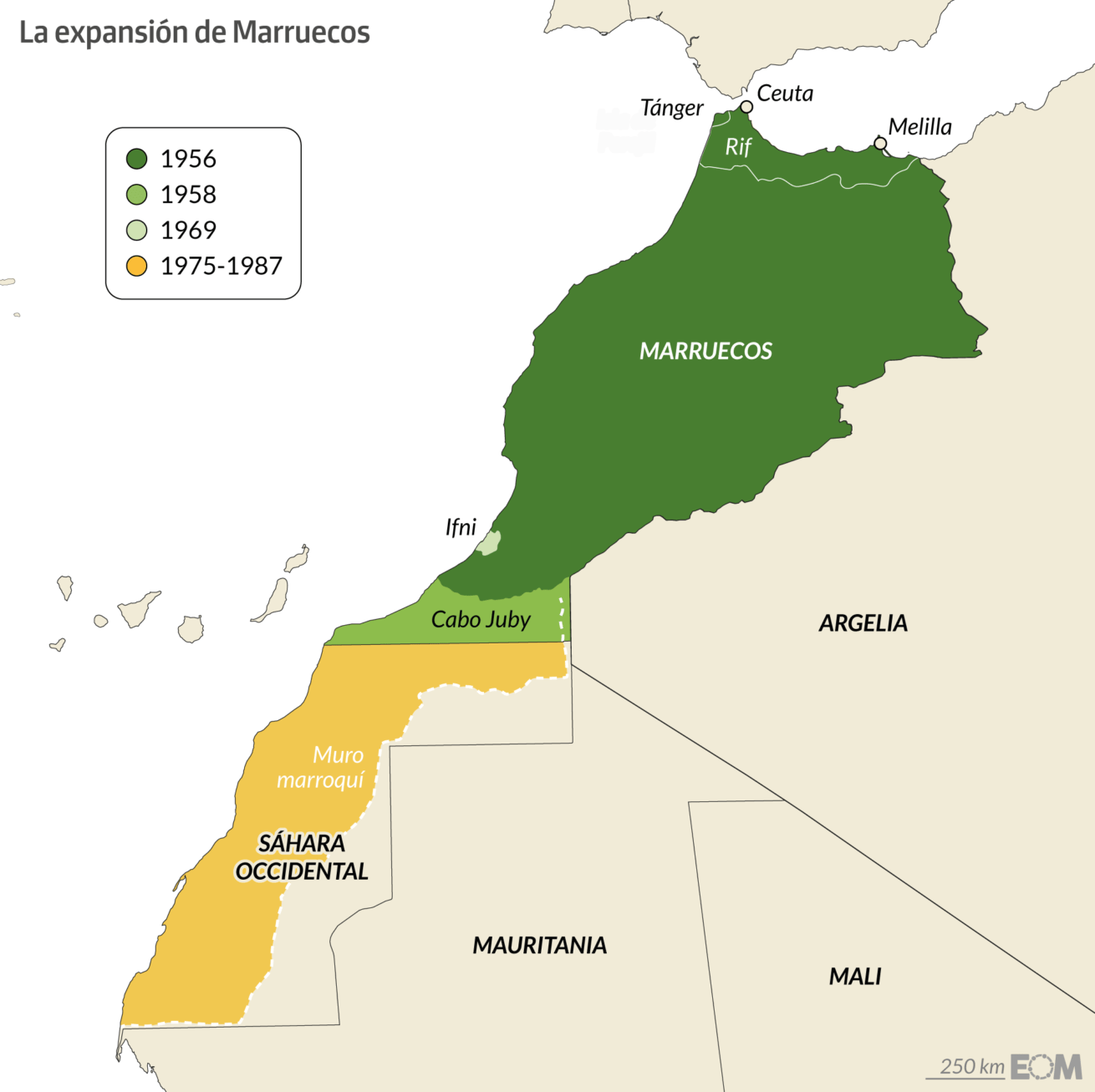 El mapa de la expansión de Marruecos