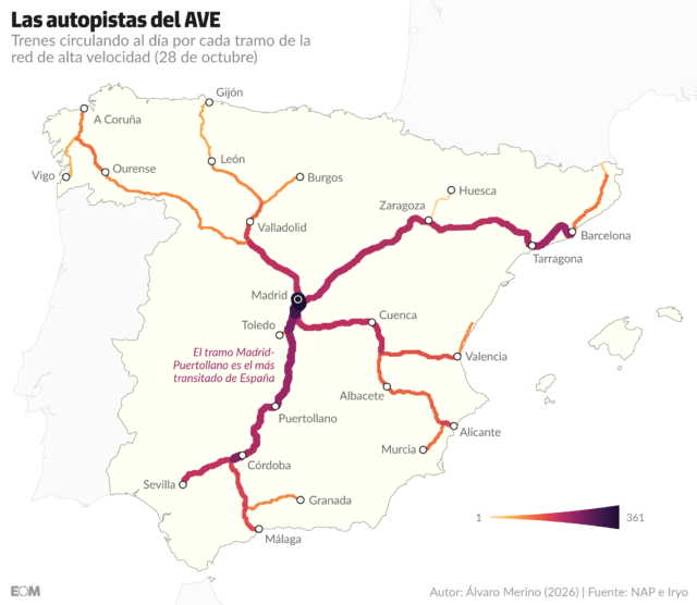 Accidente de tren en Toledo: el mapa que explica por qué era el punto crítico de la red